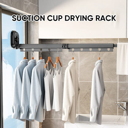 Wall-Mounted Foldable Clothes Drying Rack With Suction Cup 7252147306596-1