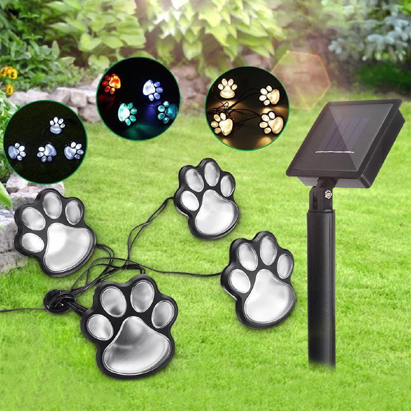 Solar-Powered Paw Print Lights Garden Lantern 6851966632036-1