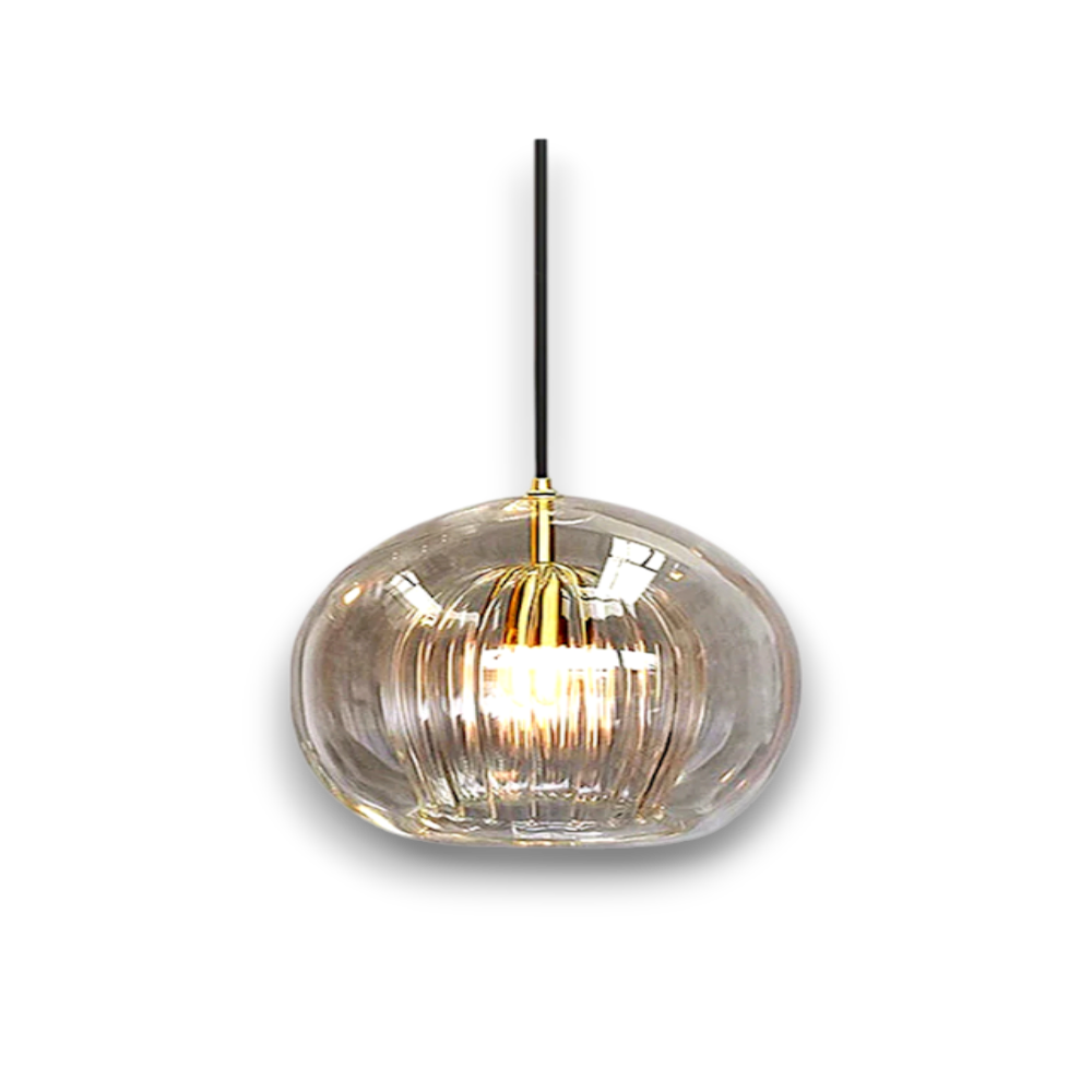 Globe Design Glass Pendant Light – Clear and Amber 10179743744339-1
