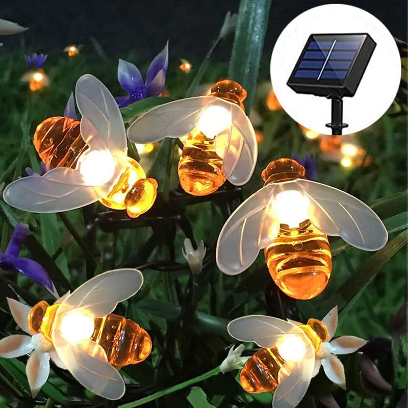 Solar-Powered LED Bee String Lights 6851426287716-1