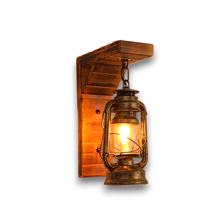 Vintage Wood Wall Lamp – Rustic Sconce with Metal and Glass Design 10175970378067-1