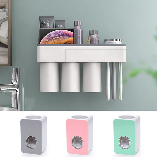 Practical Toothbrush Holder Set With Toothpaste Dispenser 6851989045348-1