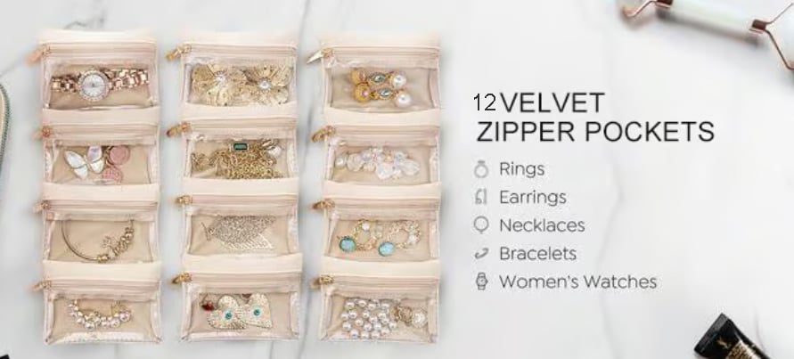 Travel Jewelry Box with Small Pouches 10019064545561-1