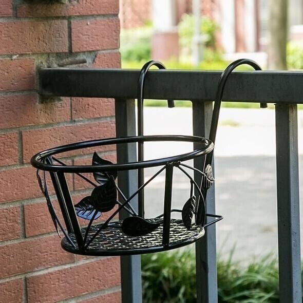 Metal Hanging Flower Pot Stand Balcony Rail Garden Plant Holder 9774297612590-1