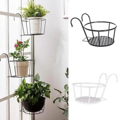 Metal Hanging Flower Pot Stand Balcony Rail Garden Plant Holder 9774297612590-1