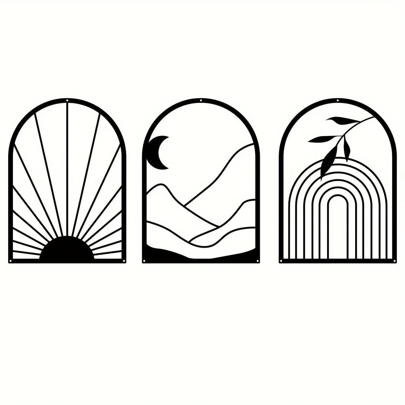 Nordic Iron Line Wall Art – Antique Silhouette Metal Pendants 14815611486534-1