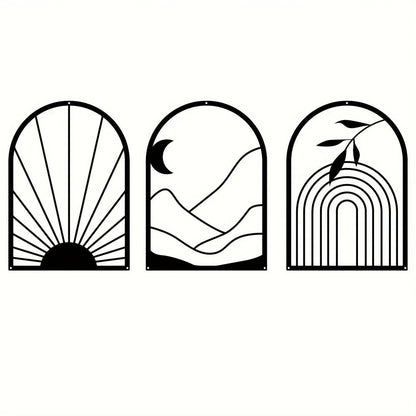 Nordic Iron Line Wall Art – Antique Silhouette Metal Pendants 14815611486534-1