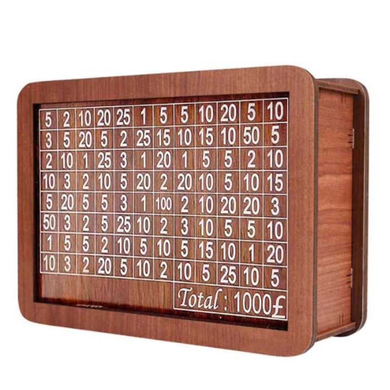 Wooden Savings Box for Smart Money Tracking and Daily Motivation 15089492656454-1