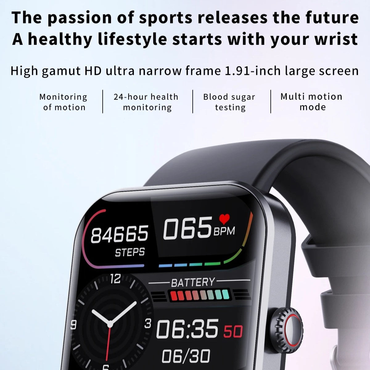 Blood Glucose Monitoring Smartwatch - Bluetooth Call Information Display Health Monitor Multiple