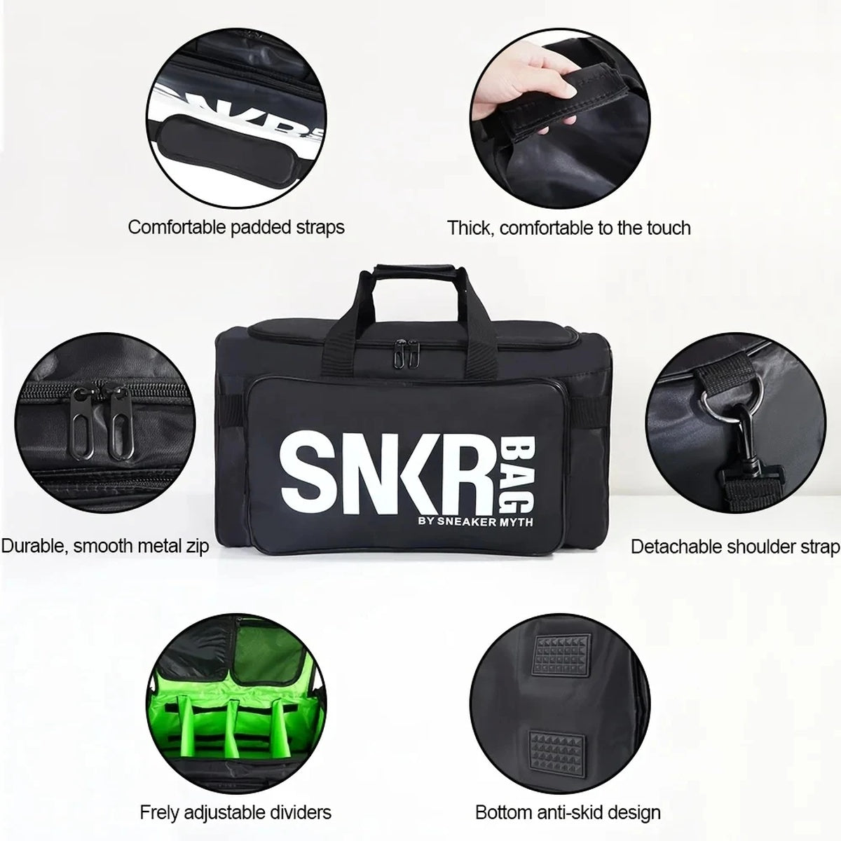 Spacious Sports Travel Gym Bag With Shoe Compartment Shoulder Strap