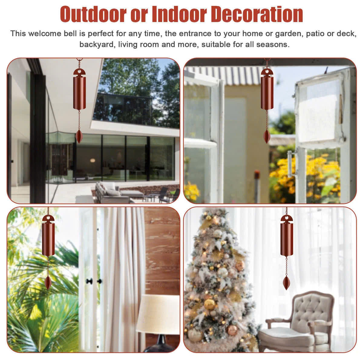 Deep Resonance Serenity Bell - Outdoor Musical Wind Chime and Home Decor (6x6x48cm)