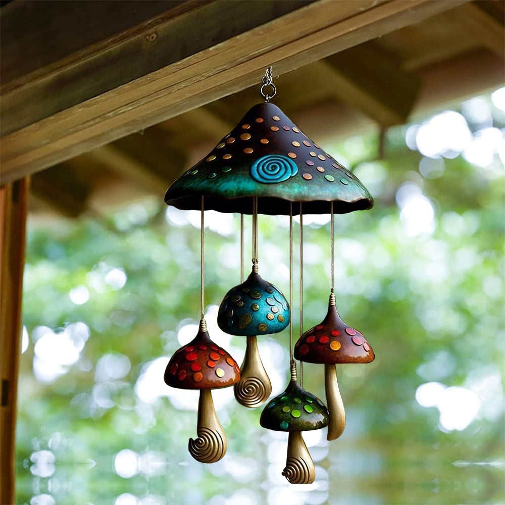 Metal Mushroom Campanula Wind Chime Art For Home Garden 9827326624046-1