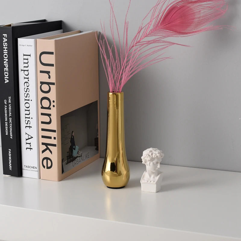 Nordic Style Gold Ceramic Vase – Elegant Dry Flower And Water Plant Display 14815657034054-1