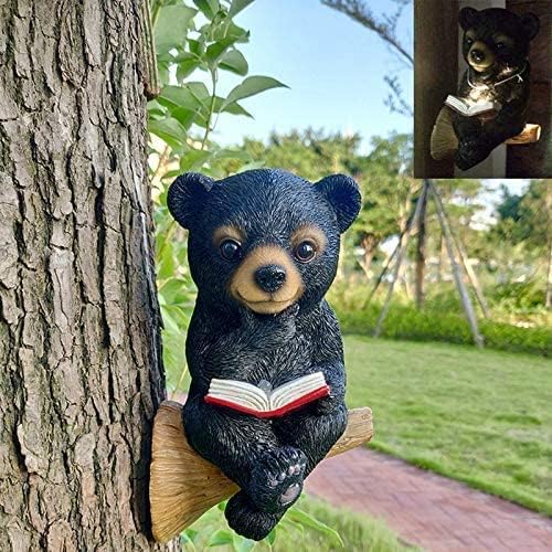 Solar Bear Reading Statue Light 9617860493614-1