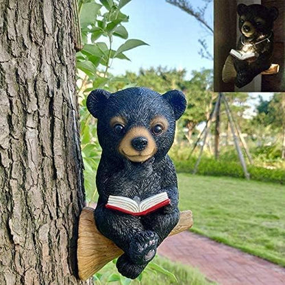 Solar Bear Reading Statue Light 9617860493614-1