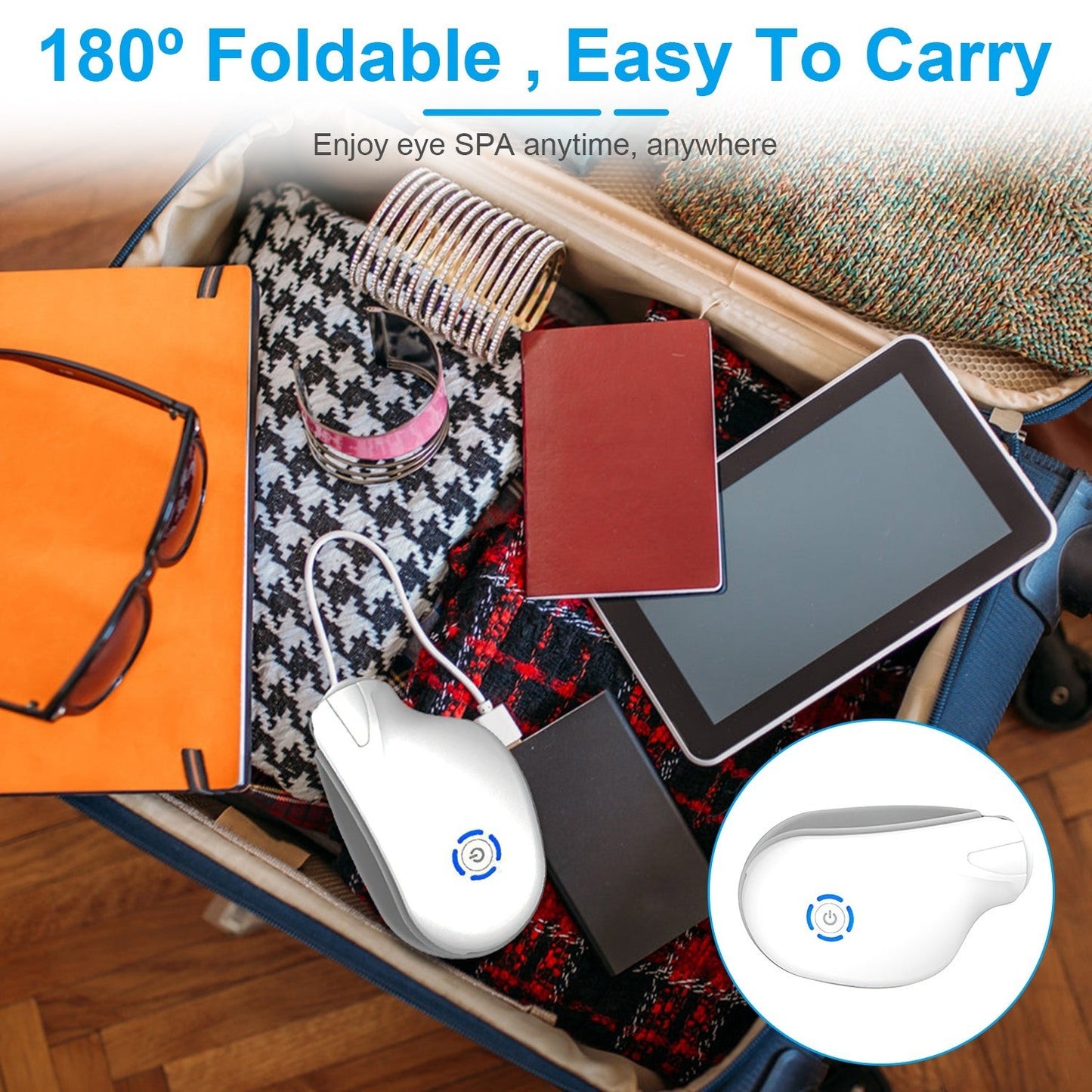 1Pc Eye Massager With Heat Music Air Pressure Vibration Massage Rechargeable For Men Women Elders Wireless Eye Mask 8998454853852-1