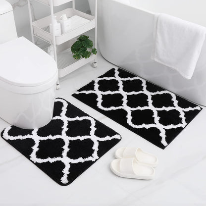 Ultra Soft Shaggy Bath Mat Set – 2 Piece Non-Slip Absorbent Rugs 14815634063686-1