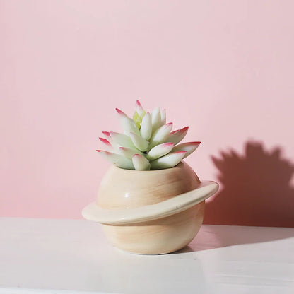 Mini Planet Shape Ceramic Succulent Flower Pot 14815617089862-1