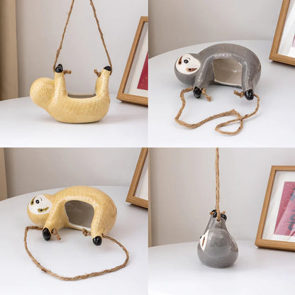 Sloth Hanging Ceramic Wall Vase 14815618498886-1
