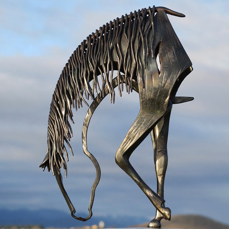 Elegant Metal Horse Sculpture Decoration For Garden Yard And Home Display 6849915027556-1