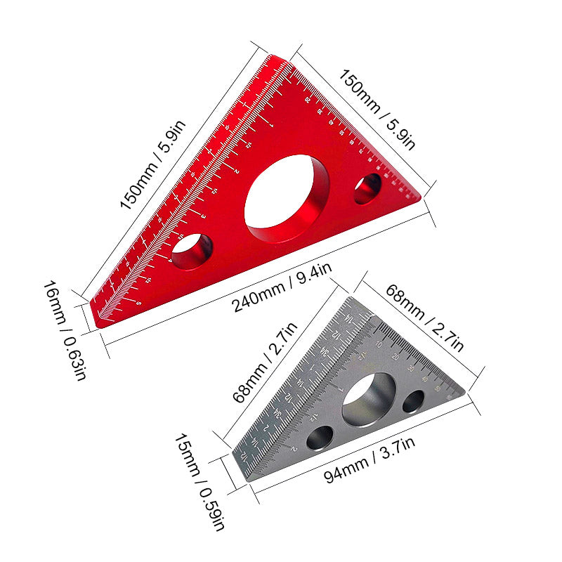 Triangle Measuring Gauging Tool Ruler For Woodworking Layout Angle Precision 6850480308324-1