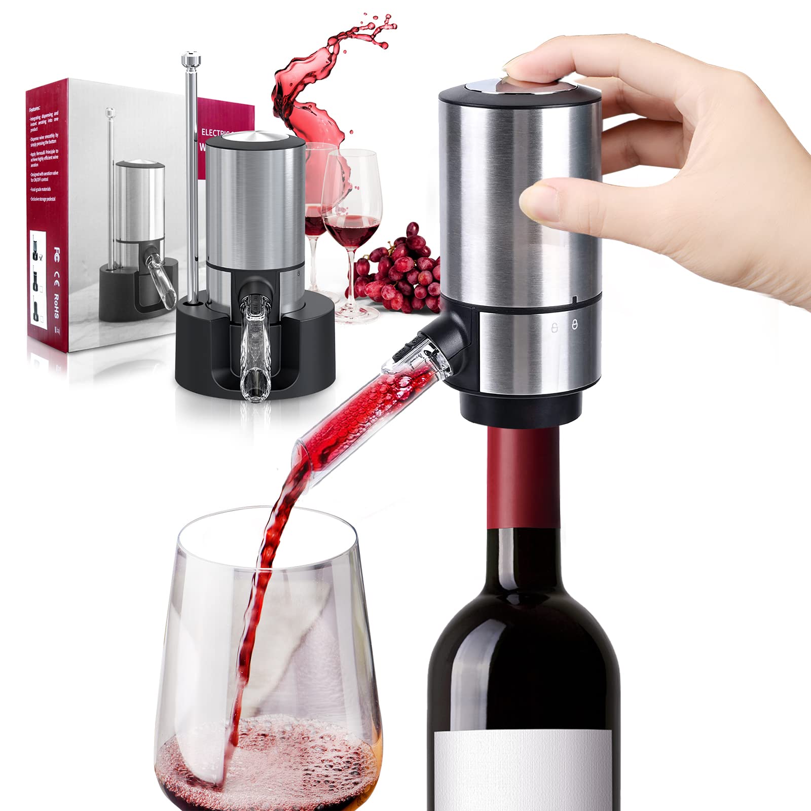 Automatic Electric Wine Aerator Dispenser For Smooth Flavorful Pouring 9652159611161-1