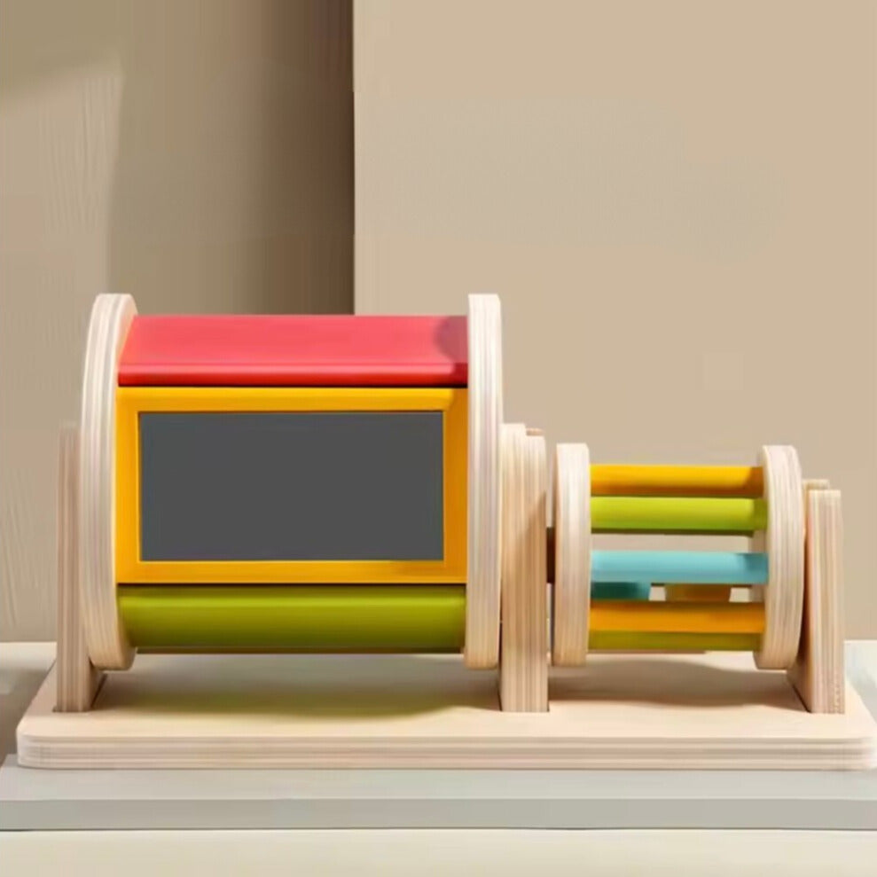 Wooden Spinning Drum Toy for Sensory Exploration and Motor Development 10405986337102-1