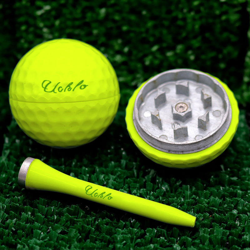 Golf Ball Herb Grinder Stash Container Tee Pipe Set 9588273021230-1