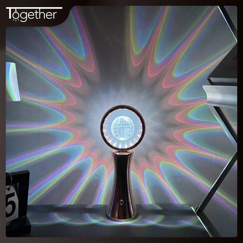 3D Crystal Globe Rotating Night Light RGB Charging Modern Simple Projection Atmosphere Light 9687195189550-1