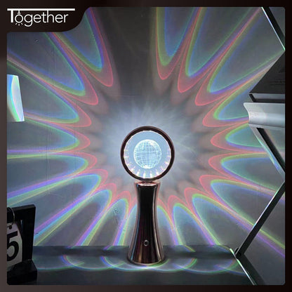3D Crystal Globe Rotating Night Light RGB Charging Modern Simple Projection Atmosphere Light 9687195189550-1