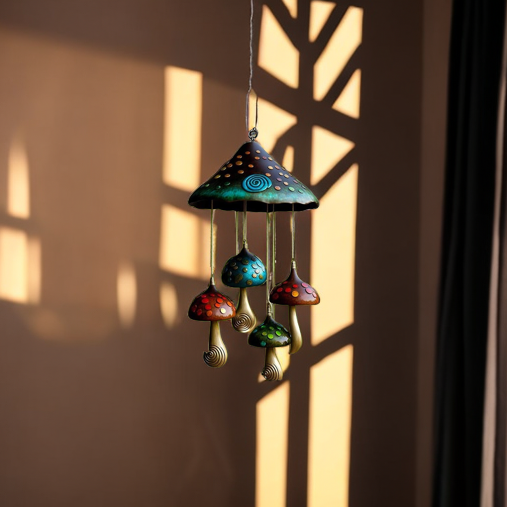 Metal Mushroom Campanula Wind Chime Art For Home Garden 9827326624046-1