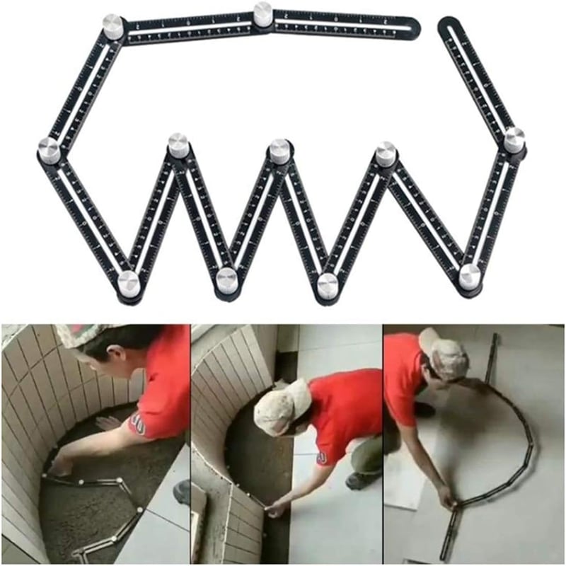 Aluminum Alloy Multi Angle Measuring Ruler Template Adjustable Tool 9824343982382-1