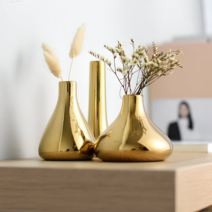 Nordic Style Gold Ceramic Vase – Elegant Dry Flower And Water Plant Display 14815657034054-1