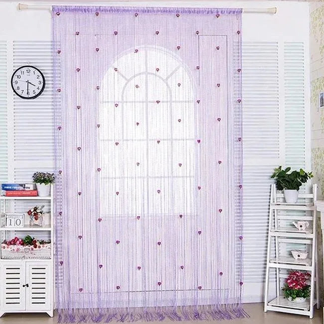 Romantic Rose Sheer Curtains No-Drill Installation Privacy Elegant Home Decor 14981445976390-1