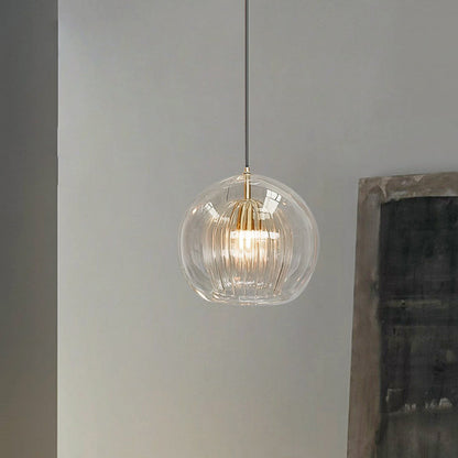 Globe Design Glass Pendant Light – Clear and Amber 10179743744339-1