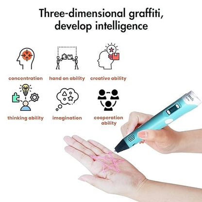 Creative 3D Printing Pen Set with 9 Meter Colorful Filament Bundle