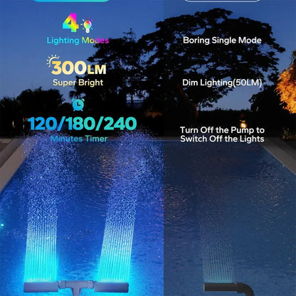 Solar Pool Fountain with Lights Dual Arc - Above/Inground Pool Fountain Lights with Remote Control 10019064086809-1