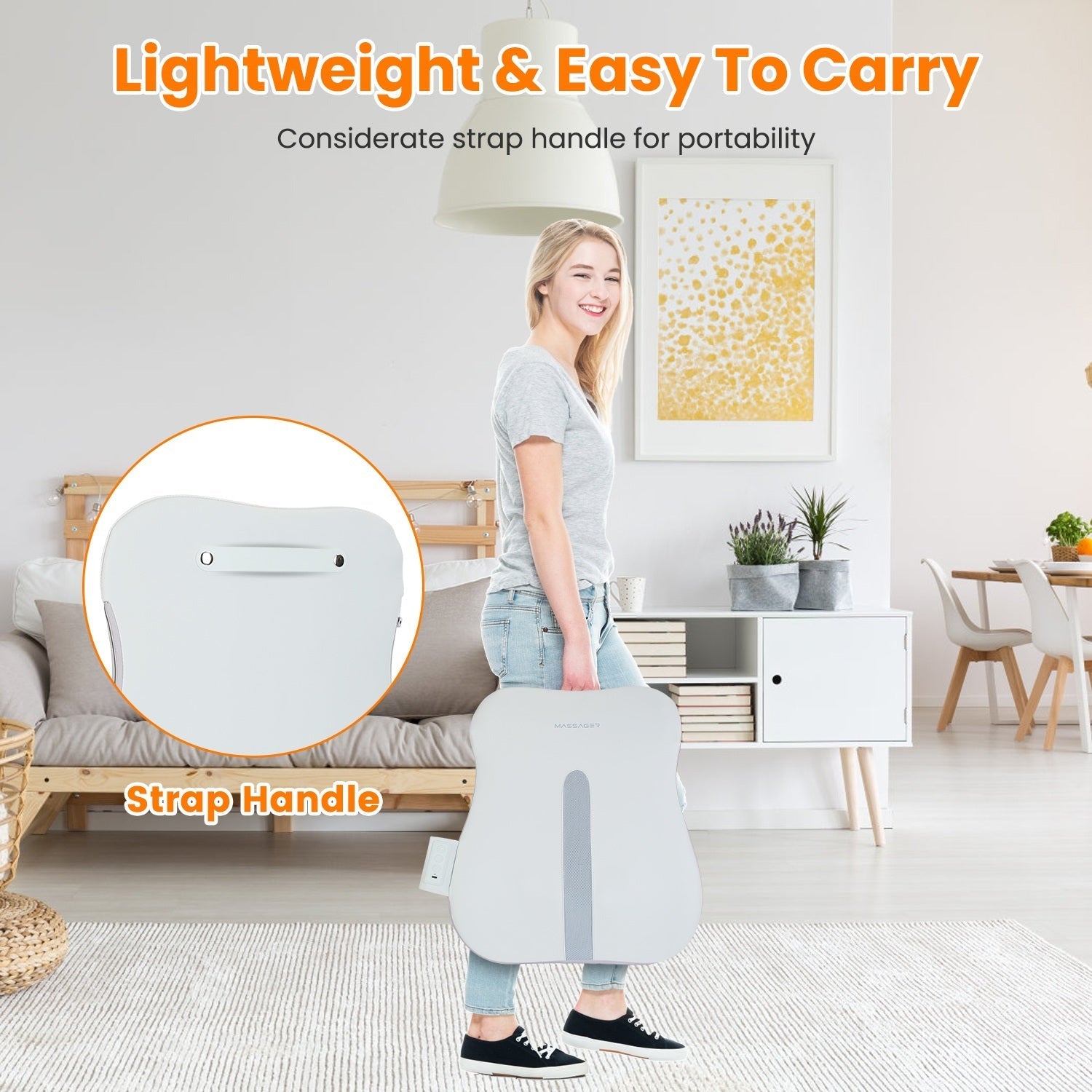 1 Set  Shiatsu Back Massager 3D Deep Tissue Kneading Massage Pillow Cordless USB Rechargeable With 3 Massaging Modes 2 Heating Levels 10Mins Auto-Off For Back Shoulder Waist Lumbar No Chair 9016324522204-1