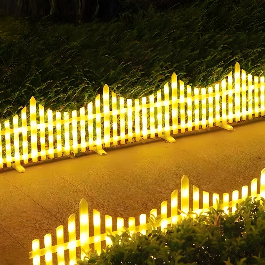 5 Pack Wave-Shaped Solar LED Lighted Garden Fence 9582323859758-1