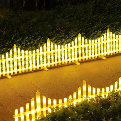 5 Pack Wave-Shaped Solar LED Lighted Garden Fence 9582323859758-1