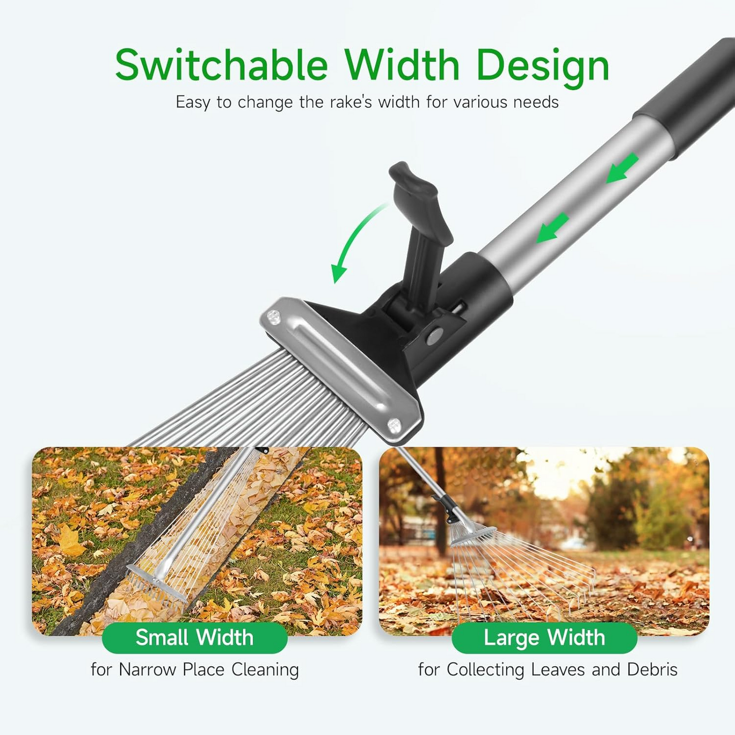 Adjustable Leaf Rake for Effortless Yard Cleanup and Garden Care 15074995667270-1