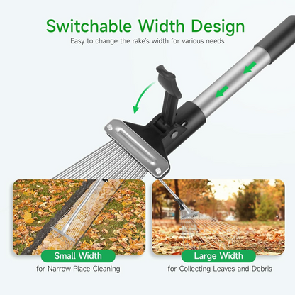 Adjustable Leaf Rake for Effortless Yard Cleanup and Garden Care 15074995667270-1