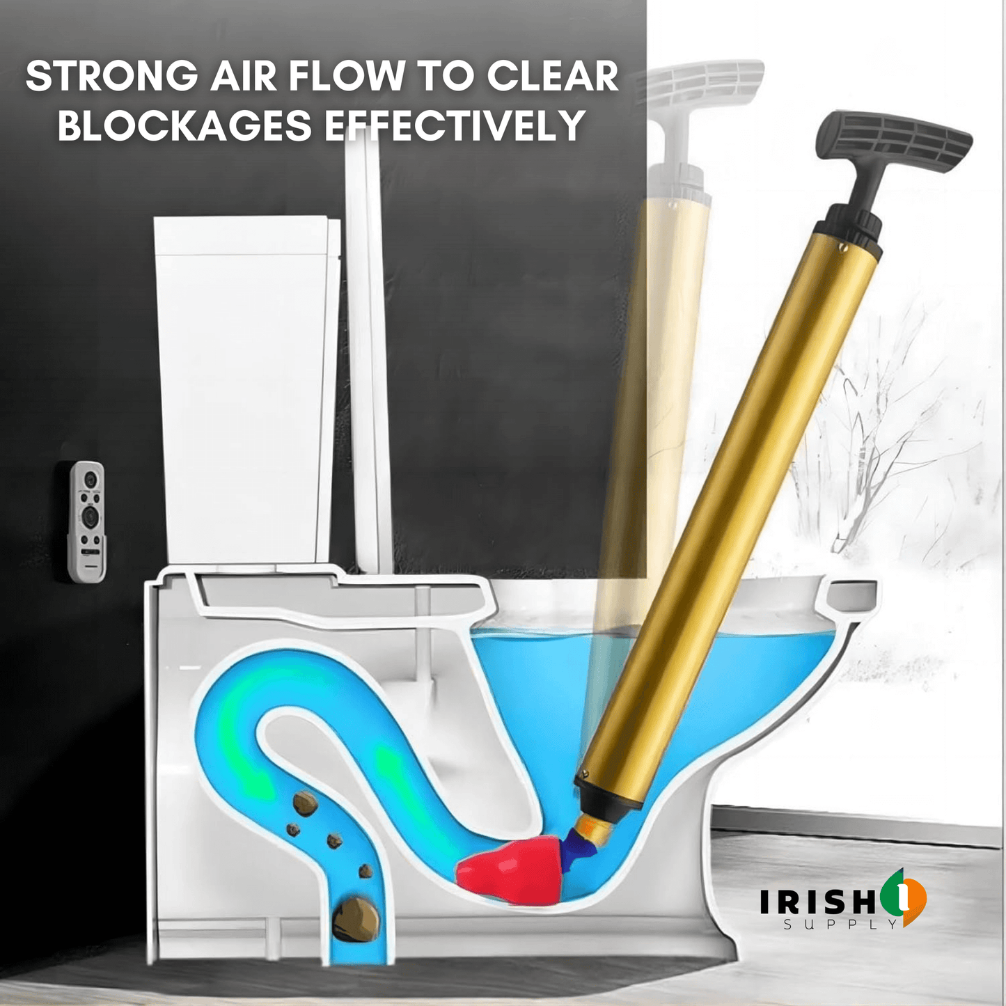 Powerful Plunger for Clogged Drains, Toilets, Sinks & Bathtubs 9107319095642-1