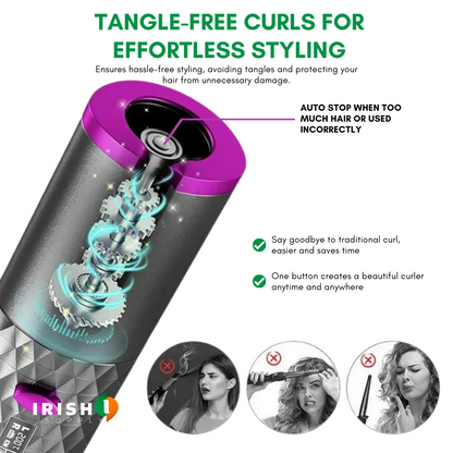 Cordless Automatic Rotating Hair Curler with Adjustable Heat 7931597816091-1