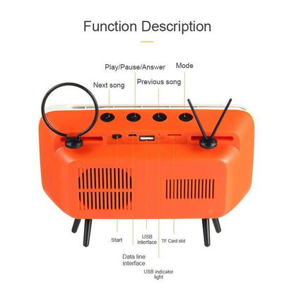 Retro TV Bluetooth Speaker+ Mobile Phone Holder 6851982065764-1