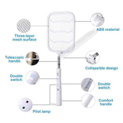 Telescopic Electric Mosquito Swatter With Rechargeable Battery And USB Charging 6851957293156-1
