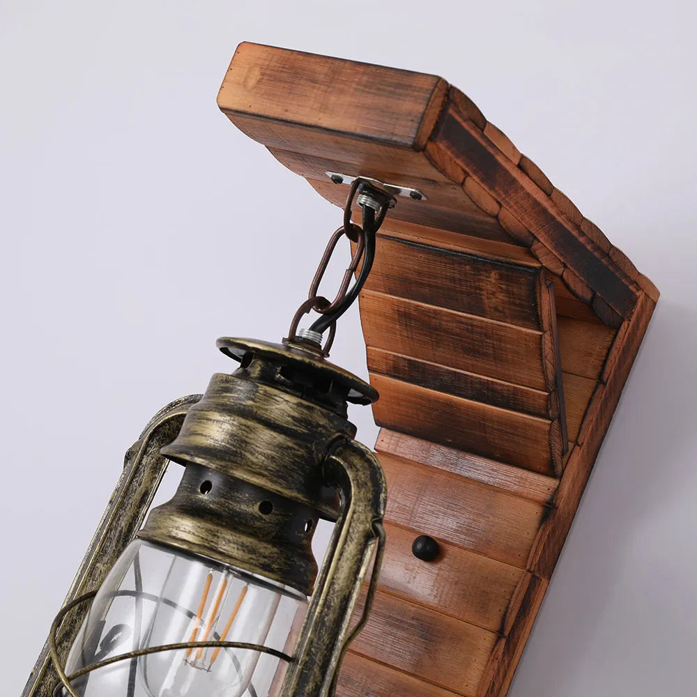 Vintage Wood Wall Lamp – Rustic Sconce with Metal and Glass Design 10175970378067-1
