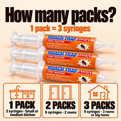 How many packs: 1 pack = 3 syringes. 1 pack for a small or medium kitchen, 2 packs (6 syringes) for 2 rooms, 3 packs (9 syringes) for 3 rooms or a big home