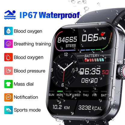 Blood Glucose Monitoring Smartwatch - Bluetooth Call Information Display Health Monitor Multiple