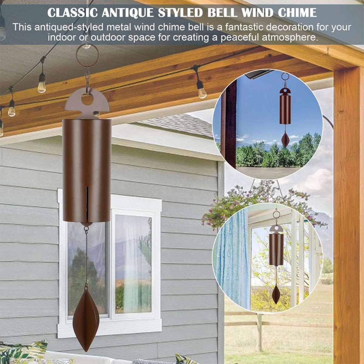 Deep Resonance Serenity Bell - Outdoor Musical Wind Chime and Home Decor (6x6x48cm)